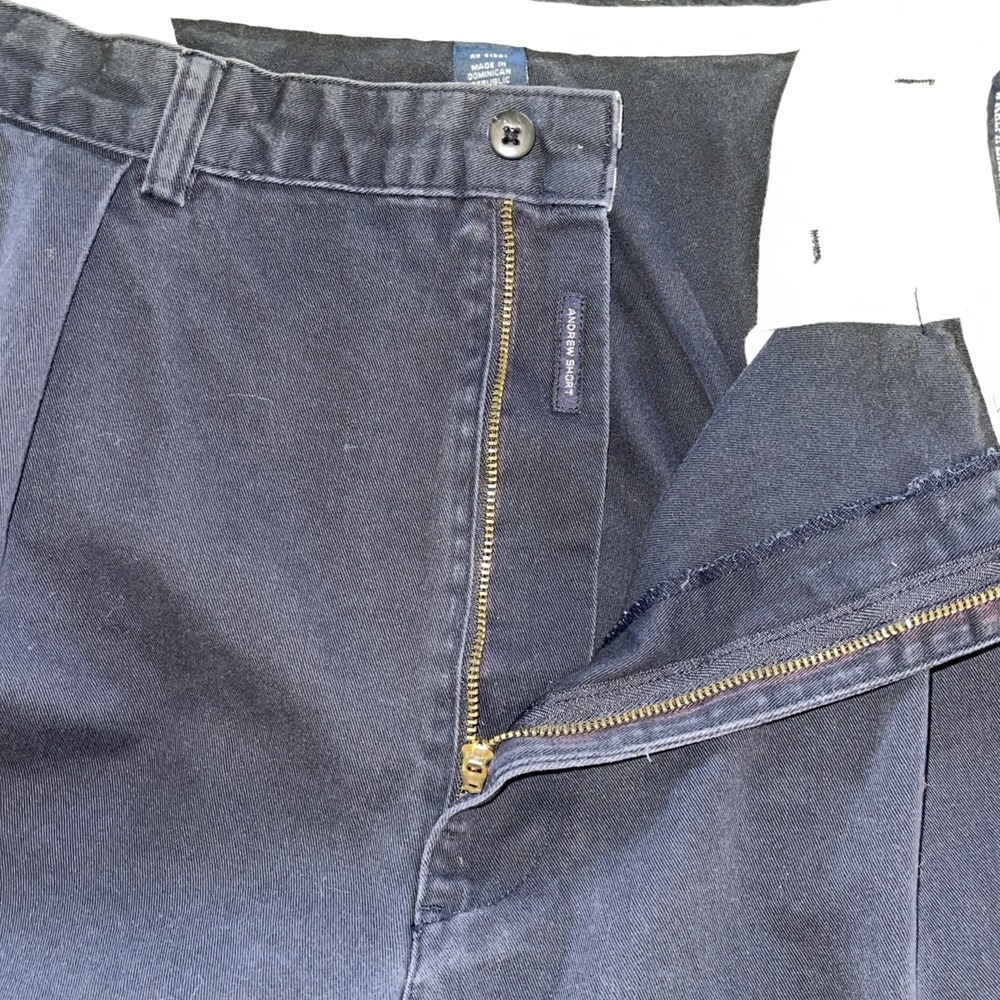 Polo Ralph Lauren Double Pleat Shorts 40 Navy Andrew‎ Cotton Preppy Academia Dad - Picture 7 of 10